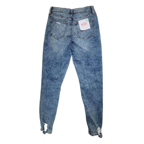 🤩 Women's Ankle Skinny Jeans Size 7/28 High Rise Acid Wash Blue Distressed New - Picture 2 of 7
